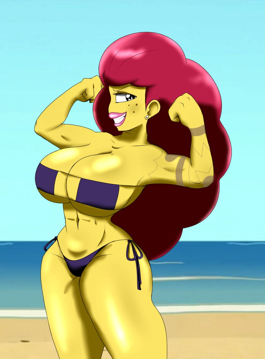 beach big_breasts big_city_greens bikini breasts eddiecn30 female milf muscular_female nancy_green pinup solo tagme