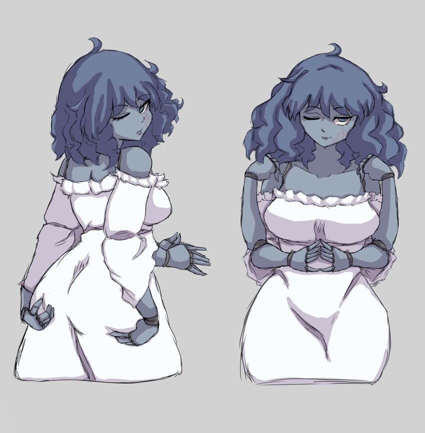 big_ass big_breasts big_butt big_thighs big_titties blue_hair blue_skin breasts curvaceous curvaceous_female curvaceous_figure curvy curvy_figure curvy_hips elden_ring female female_focus female_only fromsoftware long_hair mulyshav ranni_the_witch