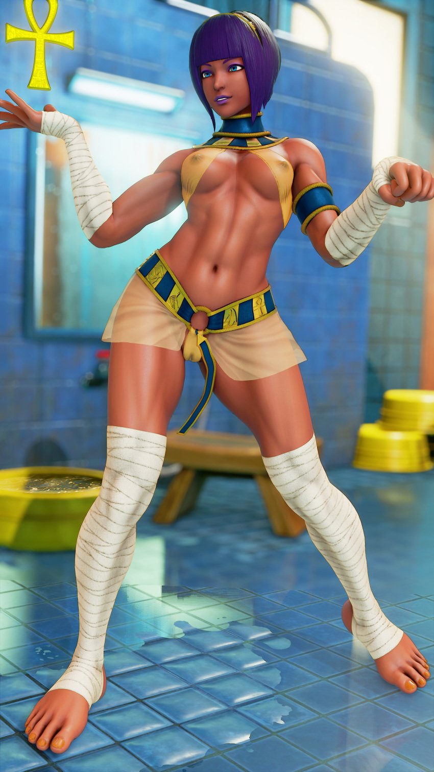 3d areolae athletic athletic_female bob_cut brown_body brown_skin busty cameltoe egyptian egyptian_female female female_focus female_only hourglass_figure menat_(street_fighter) nipples nudity revealing_clothes see-through see-through_clothing sf_screenshot short_hair skimpy skimpy_clothes street_fighter street_fighter_v tagme wide_hips