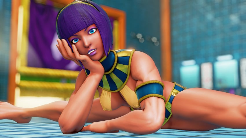 3d areolae athletic athletic_female bob_cut brown_body brown_skin busty egyptian egyptian_female female female_focus female_only hourglass_figure menat_(street_fighter) nipples nudity revealing_clothes see-through see-through_clothing sf_screenshot short_hair skimpy skimpy_clothes street_fighter street_fighter_v tagme wide_hips