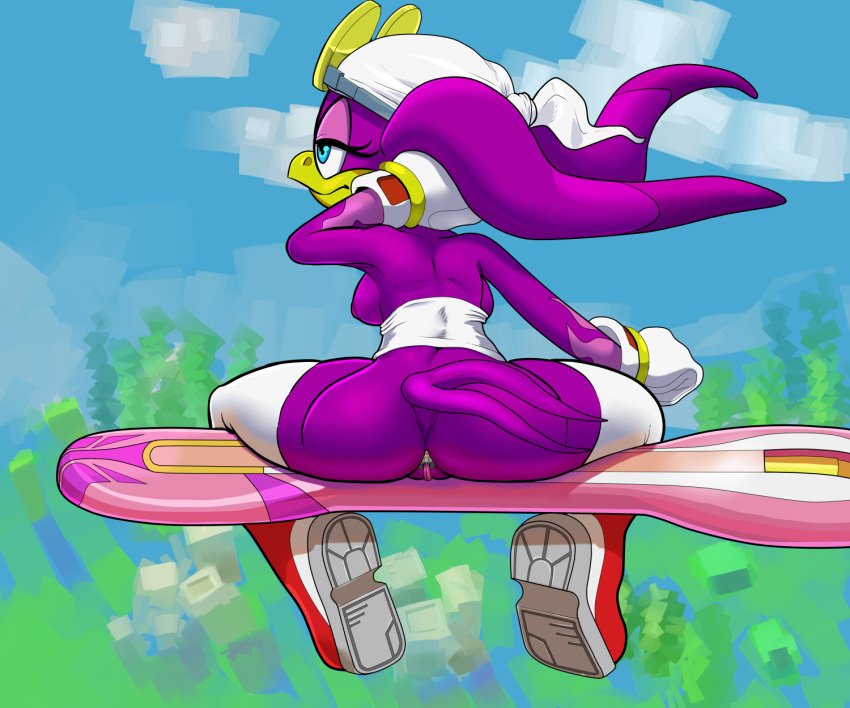 anthro areola ass avian bandana beak big_breasts big_butt bird blue_eyes breasts butthole casual_nudity chest_tuft cm_august elbow_gloves extreme_gear eyewear feathers female fur gloves hair hedgehog long_hair macro male micro nipples nude pants pants_down pose purple_body pussy sega silver_the_hedgehog size_difference smile sonic_(series) sonic_free_riders sonic_riders straight swallow tuft video_games wave_the_swallow white_fur