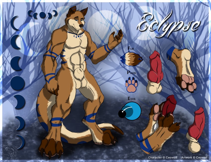 anthro canine ceowolf_evandean cursed_wolf_commissions digitigrade dingo eclypse erection foot_fetish footjob fur furry hindpaw kangaroo knot male male_foot_fetish male_only marsupial model_sheet muscles nude pawpads paws penis sheath