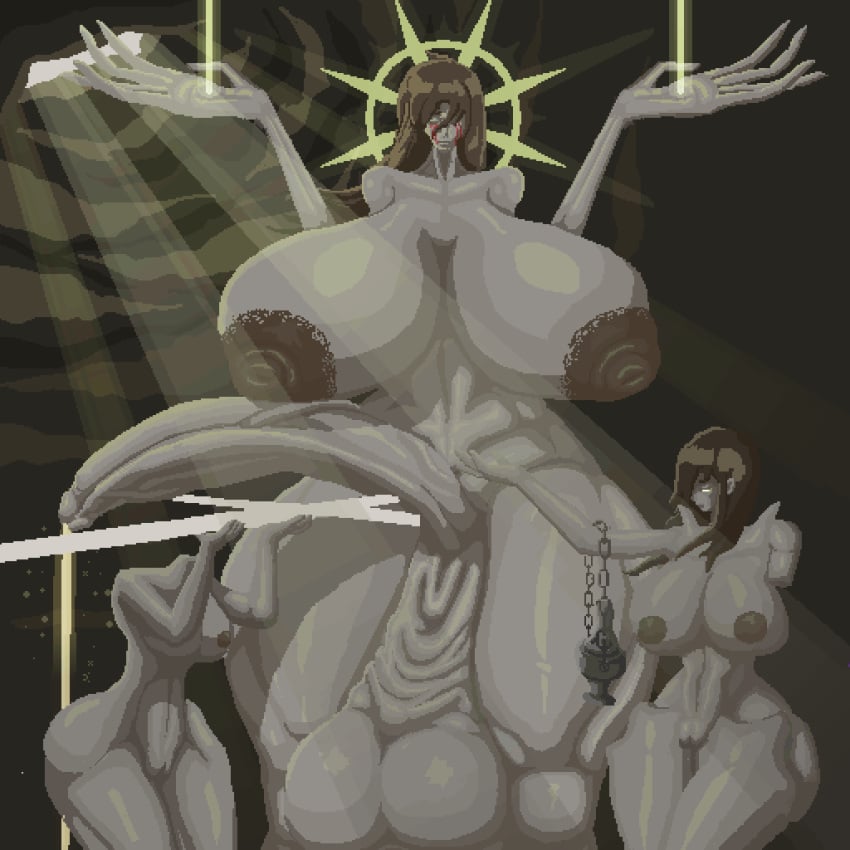 1futa 2girls animated armless balls_clenching blood cum cum_string futanari gigantic_breasts gigantic_penis grey_body headless huge_balls huge_breasts huge_cock huge_nipples huge_testicles long_hair original original_character original_characters pixel_(artwork) pixel_animation sagging_testicles saggy_balls stallion_vs tagme thick_thighs
