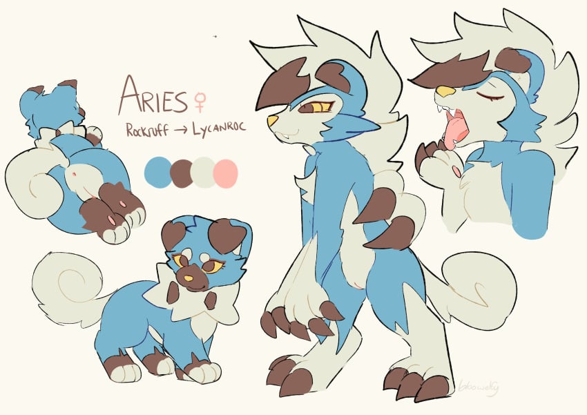 absurd_res anthro anus aries_(bloowolfy) bloowolfy blue_body blue_fur canid canine female feral fur generation_7_pokemon genitals hi_res humanoid_genitalia humanoid_genitalia_on_feral humanoid_pussy humanoid_pussy_on_feral lycanroc mammal midnight_lycanroc nintendo pokemon pokemon_(species) pussy rockruff simple_background smile solo tan_background