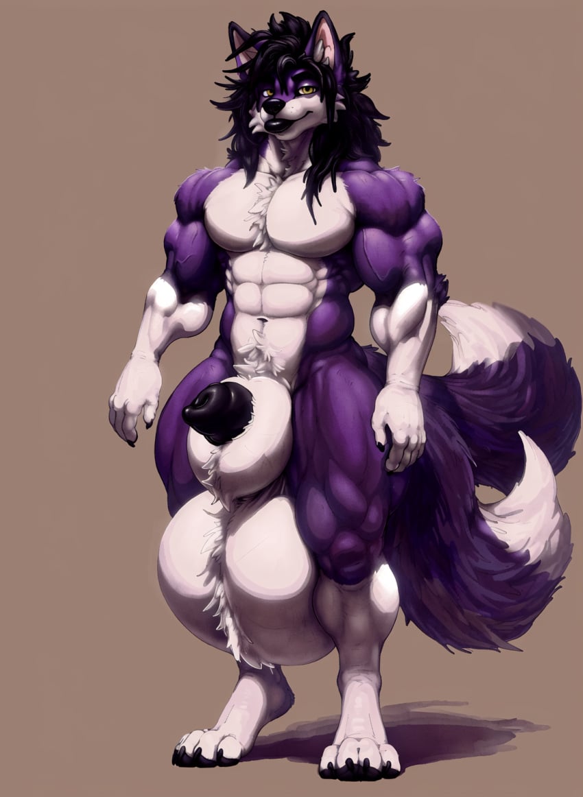 2_tails 4_toes 5_fingers abs adonis_belt ai_assisted anthro arms_at_sides athletic athletic_anthro athletic_male ball_squish ball_tuft balls_between_knees balls_between_legs balls_between_thighs balls_bigger_than_head biceps big_balls big_biceps big_muscles big_pecs big_sheath big_trapezius black_claws black_eyebrows black_hair black_lips black_nose black_penis black_pupils calves canine canine_genitalia canine_penis cheek_tuft chest_tuft claws crotch_tuft deltoids digitigrade ear_fluff elbow_tuft eyelashes eyeliner finger_claws fit fit_male fluffy fluffy_balls fluffy_chest fluffy_fur fluffy_hair fluffy_sheath fluffy_tail folf forearm_muscles fox fox_tail fox_tails front_view gloves_(marking) grin hip_bones hip_dips huge_balls huge_muscles huge_sheath humanoid_hands hybrid hyper_balls hyper_sheath latissimus_dorsi looking_at_viewer male manly messy_hair muscular muscular_anthro muscular_arms muscular_calves muscular_legs muscular_male muscular_shoulders muscular_thighs no_nipples nude nude_anthro nude_male pecs penis_tip purple_fur quadriceps sheath sheath_tuft sheathed sheathed_penis shoulder_length_hair shoulder_tuft shoulders simple_background slit_pupils smug socks_(marking) solo tagme tapering_penis thick_bottom_lip thick_lower_lip thick_thighs toe_claws trapezius triceps vein veins veiny veiny_arms veiny_biceps veiny_muscles vyrdaes vyrdaes_(artist) white_belly white_fur white_sclera white_tail_tip wolf yellow_eyes