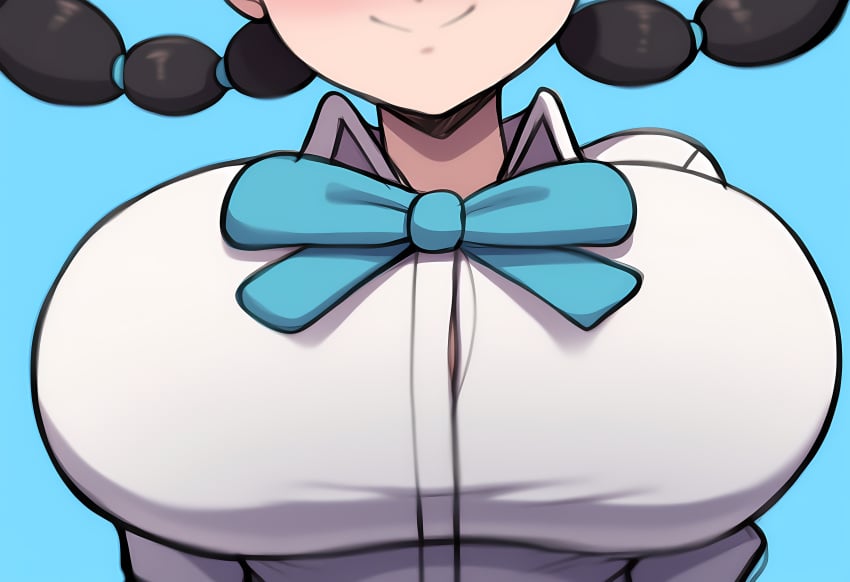 ai_generated alternate_breast_size breast_focus breasts candice_(pokemon) close-up female large_breasts mullon novelai pokemon pokemon_(anime) pokemon_(game) pokemon_dppt solo solo_focus top_heavy