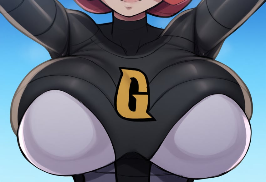 ai_generated alternate_breast_size breast_focus breasts close-up female large_breasts mars_(pokemon) mullon novelai pokemon pokemon_(anime) pokemon_(game) pokemon_dppt solo solo_focus team_galactic top_heavy