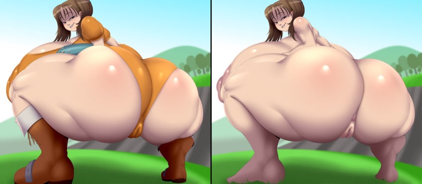 1girls anus areolae ass barefoot ber00 big_ass big_breasts biting_lip bottom_heavy breasts brown_hair bubble_butt busty crouching dat_ass diane_(nanatsu_no_taizai) fat_ass female female_only giantess huge_ass huge_breasts hyper hyper_ass hyper_breasts jpg large_ass large_breasts looking_at_viewer looking_back massive_ass massive_breasts nanatsu_no_taizai nipples nude nude_female outdoors pussy solo squatting thick_ass thick_thighs thunder_thighs wide_hips