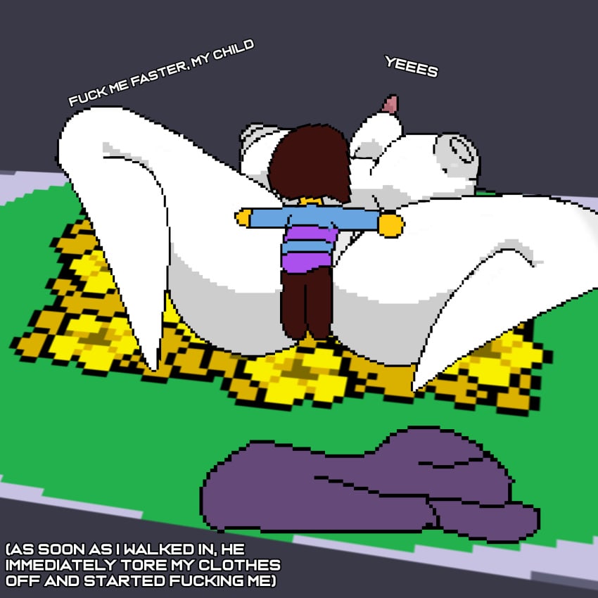 english_text frisk huge_ass huge_breasts pixel_art sex text toriel undertale