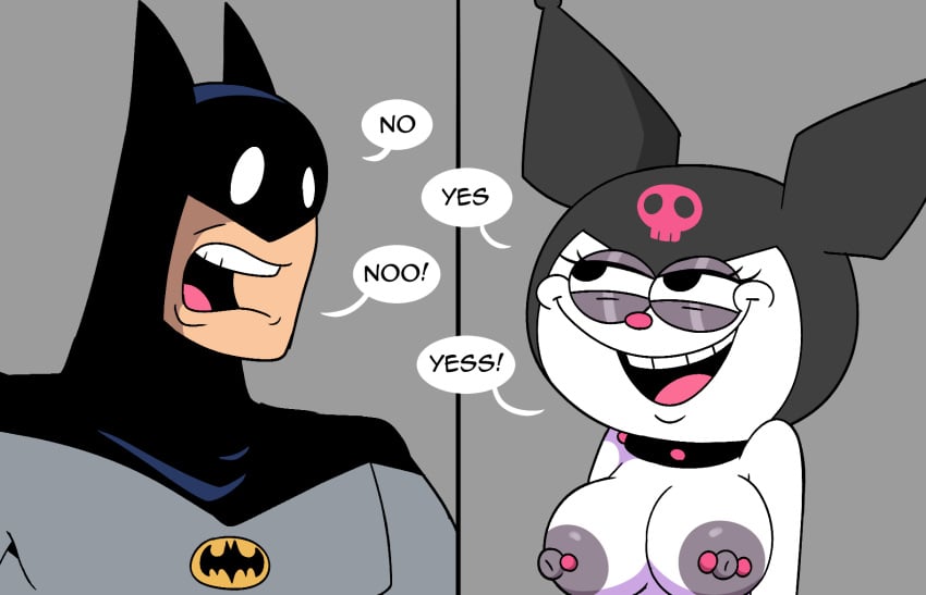 batman batman_(series) big_breasts crossover eastern_and_western_character funny humor kuromi nipple_piercing onegai_my_melody sanrio zunnibunni