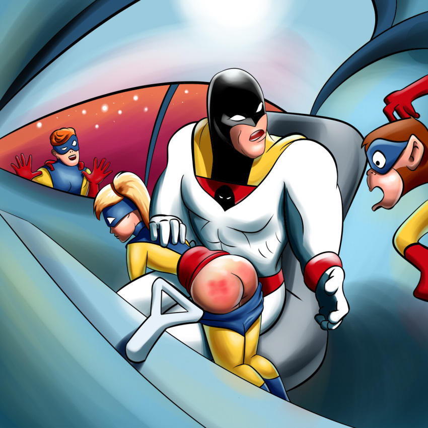 ass blip_(space_ghost) female hanna-barbera jace_(space_ghost) jan_(space_ghost) male rumalaestorian space_ghost space_ghost_(series) spanking