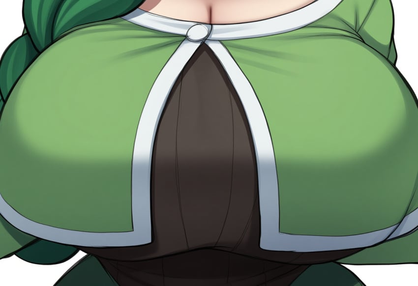 ai_generated alternate_breast_size breast_focus breasts cheryl_(pokemon) close-up female large_breasts mullon novelai pokemon pokemon_(anime) pokemon_(game) pokemon_dppt solo solo_focus top_heavy