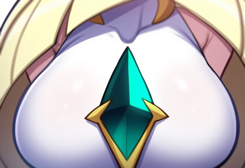 ai_generated alternate_breast_size breast_focus breasts close-up female large_breasts lusamine_(pokemon) mullon novelai pokemon pokemon_(anime) pokemon_(game) pokemon_sm solo solo_focus top_heavy