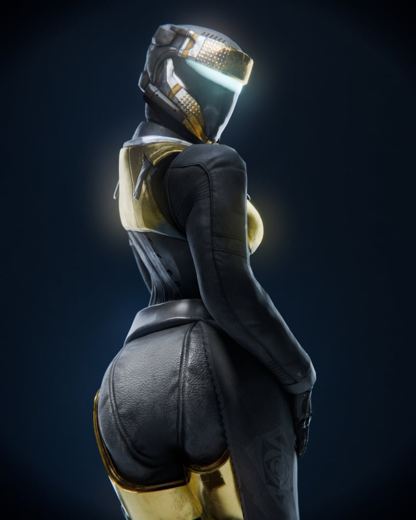 3d 3d_model 3d_render armor armored armored_female ass clothed destiny_(game) destiny_(video_game) destiny_2 exogold24 gold-24 gold-24_(exogold24) helmet helmet_with_visor jchan_(artist) jculturedtm looking_at_viewer looking_back original_character presenting_ass presenting_hindquarters solo titan_(destiny)