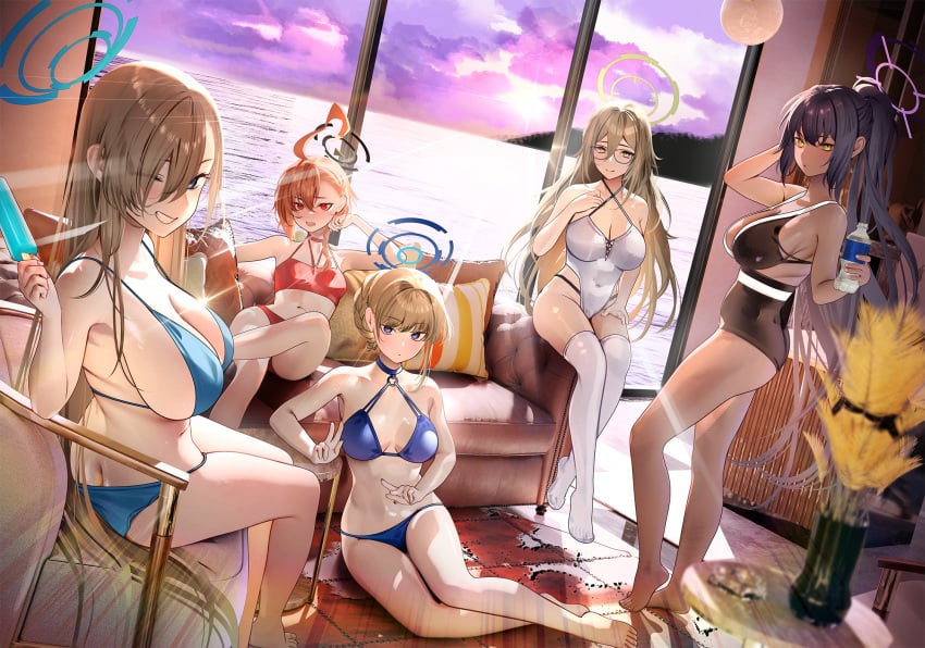 5girls absurd_res absurdres adult adult_female ahoge akane_(blue_archive) antenna_hair aqua_halo arm_support armpits ass ass_cleavage asuna_(blue_archive) back bare_armpits bare_arms bare_belly bare_calves bare_chest bare_hands bare_hips bare_knees bare_legs bare_midriff bare_navel bare_shoulders bare_skin bare_soles bare_thighs bare_toes bare_torso barefoot belly belly_button bikini bikini_bottom bikini_only bikini_top black_bikini black_bikini_bottom black_bikini_top black_hair black_hair_female black_halo black_swimsuit black_swimwear blonde_eyebrows blonde_female blonde_hair blonde_hair_female blue_archive blue_bikini blue_bikini_bottom blue_bikini_top blue_choker blue_eyes blue_eyes_female blue_halo blue_string_bikini blue_swimsuit blue_swimwear blush blush_lines blushing_at_viewer blushing_female bottle braid braided_bun braided_hair breasts breedable butt_crack butt_crack_outline chair choker cleavage clouds collarbone couch couch_sitting covered_areola covered_areolae covered_crotch covered_nipples covered_pussy covered_vagina crossed_legs curvy curvy_body curvy_female curvy_figure curvy_hips curvy_thighs dark-skin dark-skinned_female dark_skin dark_skinned dark_skinned_female day daylight daytime dot_nose elbows embarrassed embarrassed_female exposed exposed_armpits exposed_arms exposed_belly exposed_feet exposed_heels exposed_legs exposed_midriff exposed_shoulders exposed_thighs exposed_toes exposed_torso feet female female_focus female_only fingernails fingers fuckable fuckable_feet full_body glasses groin hair_between_eyes hair_bun hair_over_one_eye half_naked hand_on_breast hand_on_chest hand_on_hair hand_on_head hand_on_leg hand_on_own_breast hand_on_own_chest hand_on_own_hair hand_on_own_head hand_on_own_leg hand_on_own_thigh hand_on_thigh high_resolution highres hourglass_figure ice_cream indoor indoor_nudity indoors karin_(blue_archive) knee_up knees large_breasts leg_up legs legs_crossed legs_together legs_together_feet_apart legwear light-skined_female light-skinned light-skinned_female light_skin light_skin_female light_skinned light_skinned_female lips long_hair looking_at_viewer mature mature_female medium_breasts medium_hair multiple_females multiple_girls nail_polish nails nanaken_nana navel neru_(blue_archive) o-ring_bikini o-ring_swimsuit o-ring_top ocean one-piece_swimsuit one_eye_closed open_mouth parted_bangs parted_lips peace_sign petite petite_body petite_breasts petite_female petite_girl pink_eyebrows pink_fingernails pink_hair pink_hair_female pink_nail_polish pink_nails ponytail popsicle purple_halo purple_sky pussy red_bikini red_bikini_bottom red_bikini_top red_choker red_eyes red_eyes_female red_swimsuit red_swimwear sea seaside shiny_breasts shiny_hair shiny_legs shiny_shoulders shiny_skin shiny_thighs short_hair shoulders sideboob sidelocks sitting sitting_on_ass sitting_on_floor sitting_on_ground sky slender_body slender_waist slim_girl slim_waist small_breasts smile smiling smiling_at_viewer sofa soles standing stockings straight_hair string_bikini sun sunlight swimsuit swimwear thick_thighs thighhighs thighs thin_waist toes toki_(blue_archive) tongue upper_teeth v v-line water_bottle white_bikini white_legwear white_one-piece_swimsuit white_stockings white_swimsuit white_swimwear white_thighhighs wide_hips window yellow_eyes yellow_eyes_female yellow_halo