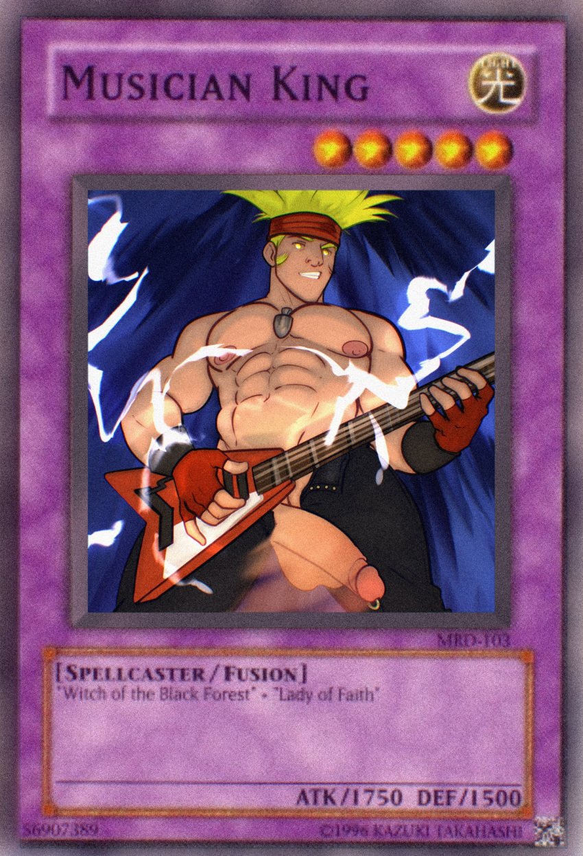 1boy abs balls bara biceps big_balls big_penis clothing cummytomato duel_monster male male_nipples male_only muscular_male musician_king nipples pecs penis yu-gi-oh!