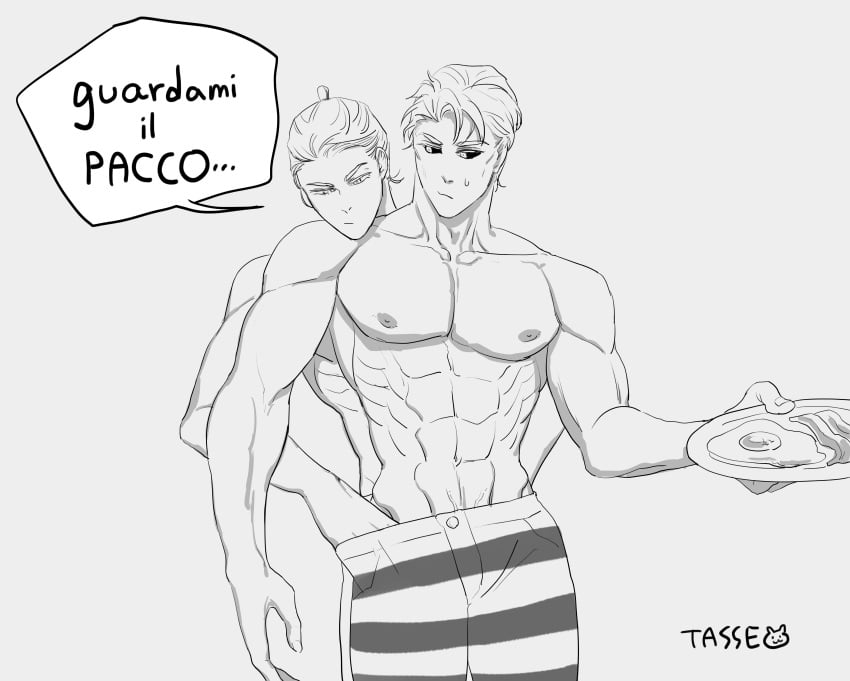 2boys gay jojo's_bizarre_adventure male male/male male_only muscular_male prosciutto risotto_nero tasse vento_aureo yaoi