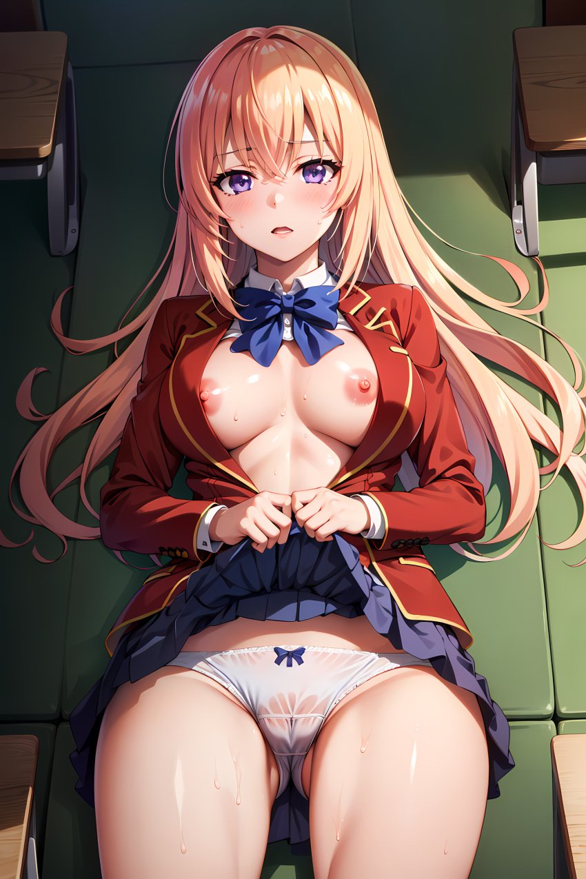 1girls ai_generated breasts classroom_of_the_elite commentary_request english_commentary female female_only ichinose_honami_(cote) medium_breasts nipples panties solo solo_female youkoso_jitsuryoku_shijou_shugi_no_kyoushitsu_e