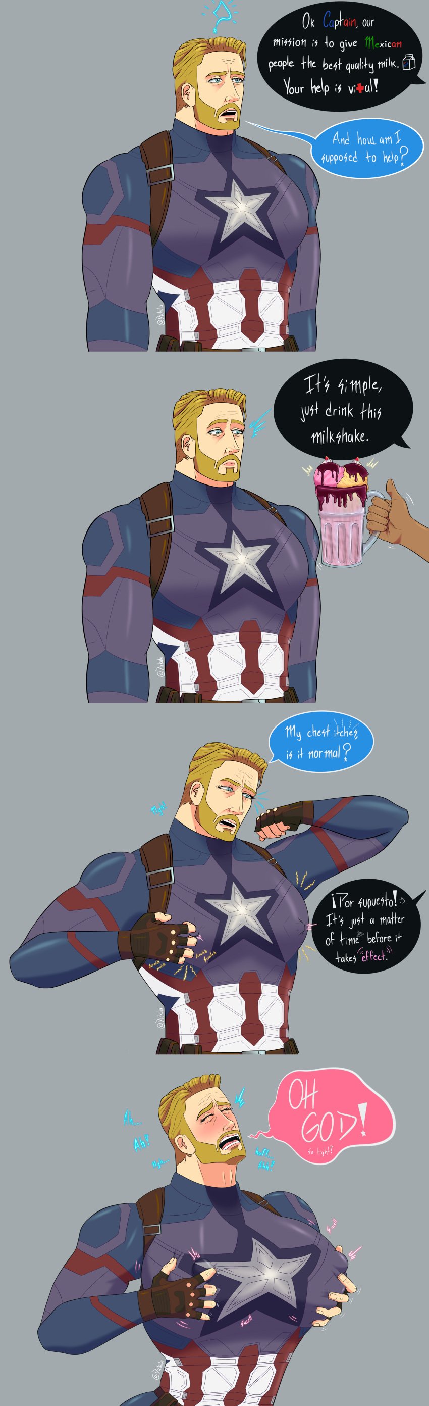 big_chest breast_expansion busty_boy captain_america dickula male male_breast_expansion male_only marvel marvel_comics