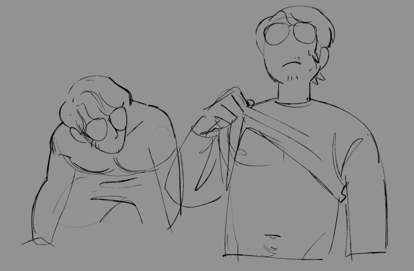 1boy 1boys chest dave_strider glasses headgear headwear homestuck male male_focus male_only masculine monochrome nude nude_male nudity pulling_shirt_up pulling_up_shirt shades shirt_lift short_hair short_hair_male sickhoondr sketch solo solo_male stubble sunglasses