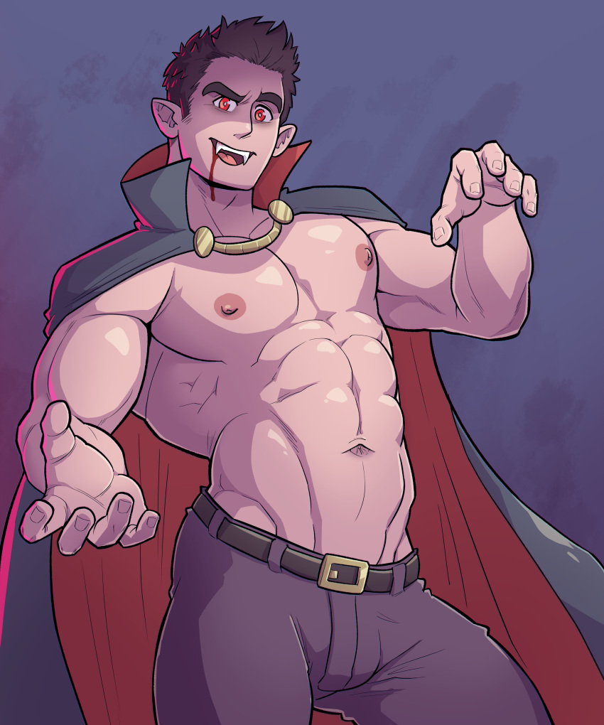 abs bara biceps clothing derpo halloween holidays male male_nipples male_only manly muscular_male nipples pecs vampire