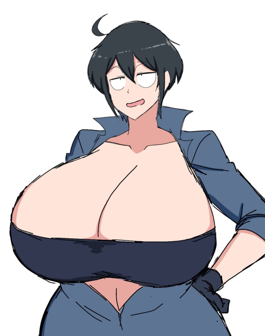 30th_video_rentals alternate_breast_size big_breasts bikini black_hair breasts breasts_bigger_than_head cleavage color curvy female female_focus female_only hand_on_hip huge_breasts hyper hyper_breasts indie_virtual_youtuber jumpsuit kataochi_chuuko large_breasts looking_at_viewer momiji_(artist) nakako_kataochi plump posing short_hair smile solo solo_female top_heavy virtual_youtuber