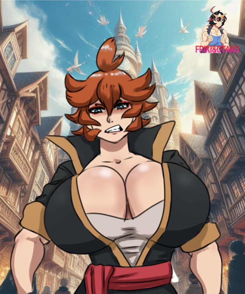 ai_generated black_clover castle female female_only friki8otaku huge_breasts mereoleona_vermillion orange_hair pov