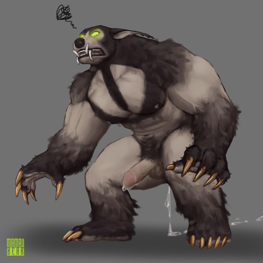 anthro balls bear claws fangs gay genitals hi_res male male_only mamau_(mamaubear) mamaubear mammal mind_control muscular muscular_anthro muscular_male nipples penis solo sun_bear teeth ursine vein veiny_penis