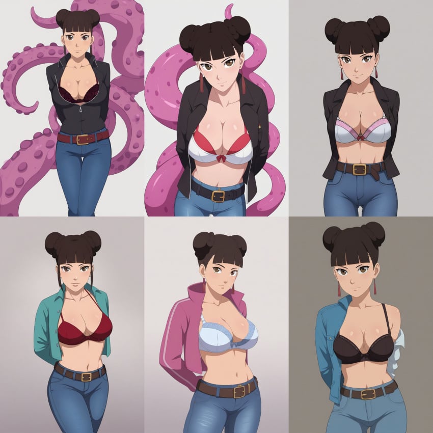 ai_generated arms_behind_back big_breasts boruto:_naruto_next_generations brown_eyes brown_hair civitai collage hair_bun large_breasts multiple_views naruto naruto_(series) tenten