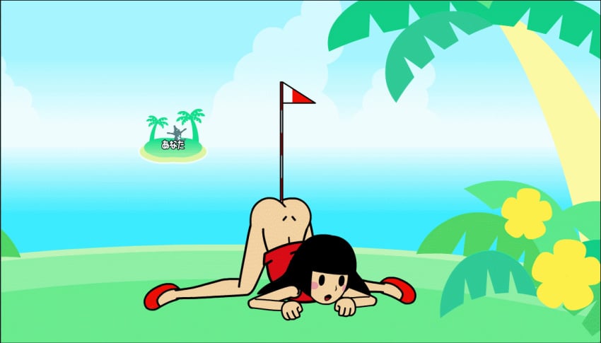 1boy 1girls animated arched_back ass black_hair blush bottomless clothing cum cum_in_pussy cum_inside deep_penetration doggy_style dress dress_lift female fever_x_(minus8) from_behind girl_(rhythm_heaven_fever) golf interspecies jack-o_pose long_hair male minus8 moaning monkey nintendo open_mouth penetration penis red_dress rhythm_heaven rhythm_heaven_fever sex spread_legs surprised tree vaginal_penetration zoophilia