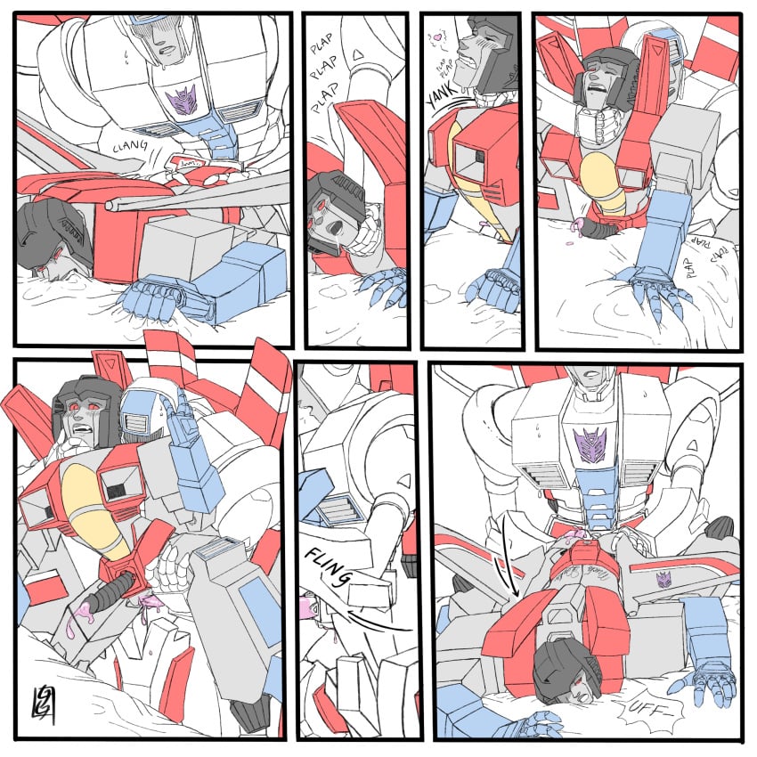 2boys bed bedroom biting_sheets blue_eyes choking comic comic_page comic_panel cuntboy cuntboy_sans_balls decepticon duo duo_focus eyes_rolling_back grabbing_neck grabbing_waist gripping_sheets herm hermaphrodite intersex lifting lifting_leg lifting_person male male_focus male_only maleherm multi_genitalia nudge nudging nuefass penis pussy pussy_pounding red_eyes robot robot_alien robot_male shoving simple_background simple_coloring simple_shading skyfire_(transformers) starscream throwing_onto_bed transformers transformers_g1 vaginal_penetration vaginal_sex yaoi