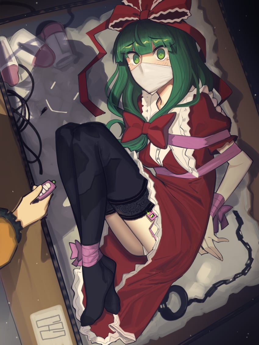 2girls bondage cad_(caddo) captured commission damsel_in_distress female female_only gag gagged girl_in_a_box kagiyama_hina kidnapped koishi_komeiji over_the_nose_gag rape sex_toy thighhighs touhou yuri