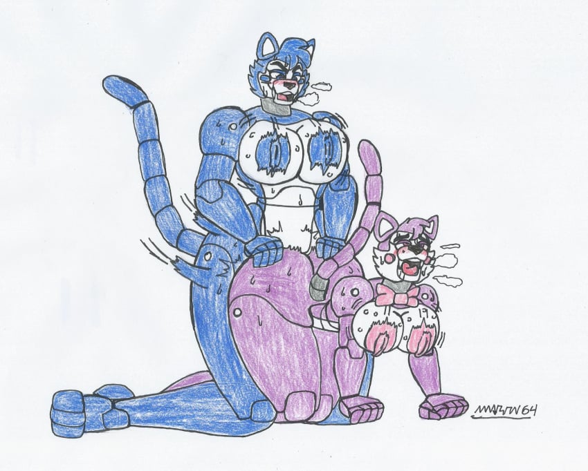 1futa 1girls anthro artist_request candy_(fnac) cindy_(fnac) fazbear_fanverse five_nights_at_candy's five_nights_at_freddy's futa_on_female futanari oc penetration source_request traditional_media_(artwork) vaginal_penetration