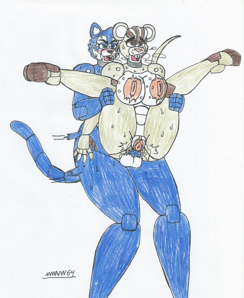 1futa 1girls anthro artist_request ass_penetration fazbear_fanverse five_nights_at_freddy's futa_on_female futanari manora_(popgoes) oc penetration popgoes source_request traditional_media_(artwork)