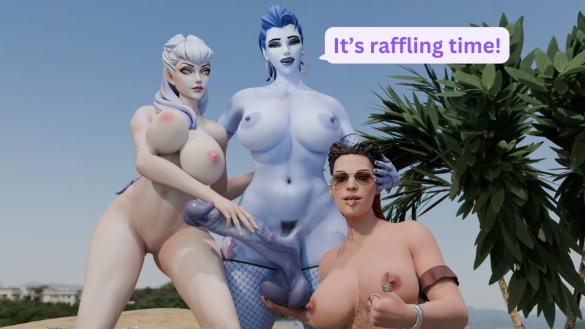 1futa 2girls 3d alternate_breast_size alternate_version_available apex_legends big_breasts blender_(software) blender_cycles braided_twintails breasts cupping_balls english english_text erevos evelynn female fishnets futa_on_female futanari hairy_futanari holding holding_balls holding_penis hoop_earrings k/da_all_out_evelynn league_of_legends loba loba_(apex_legends) looking_at_viewer meme_reference nude nude_female nude_futanari nyl_widowmaker overwatch overwatch_2 pubic_hair purple_skin respawn_entertainment ring riot_games self_upload sunglasses talking talking_to_viewer tall taller_futanari tattoo tattoos text text_box thumbs_up tongue tongue_out widowmaker yellow_eyes