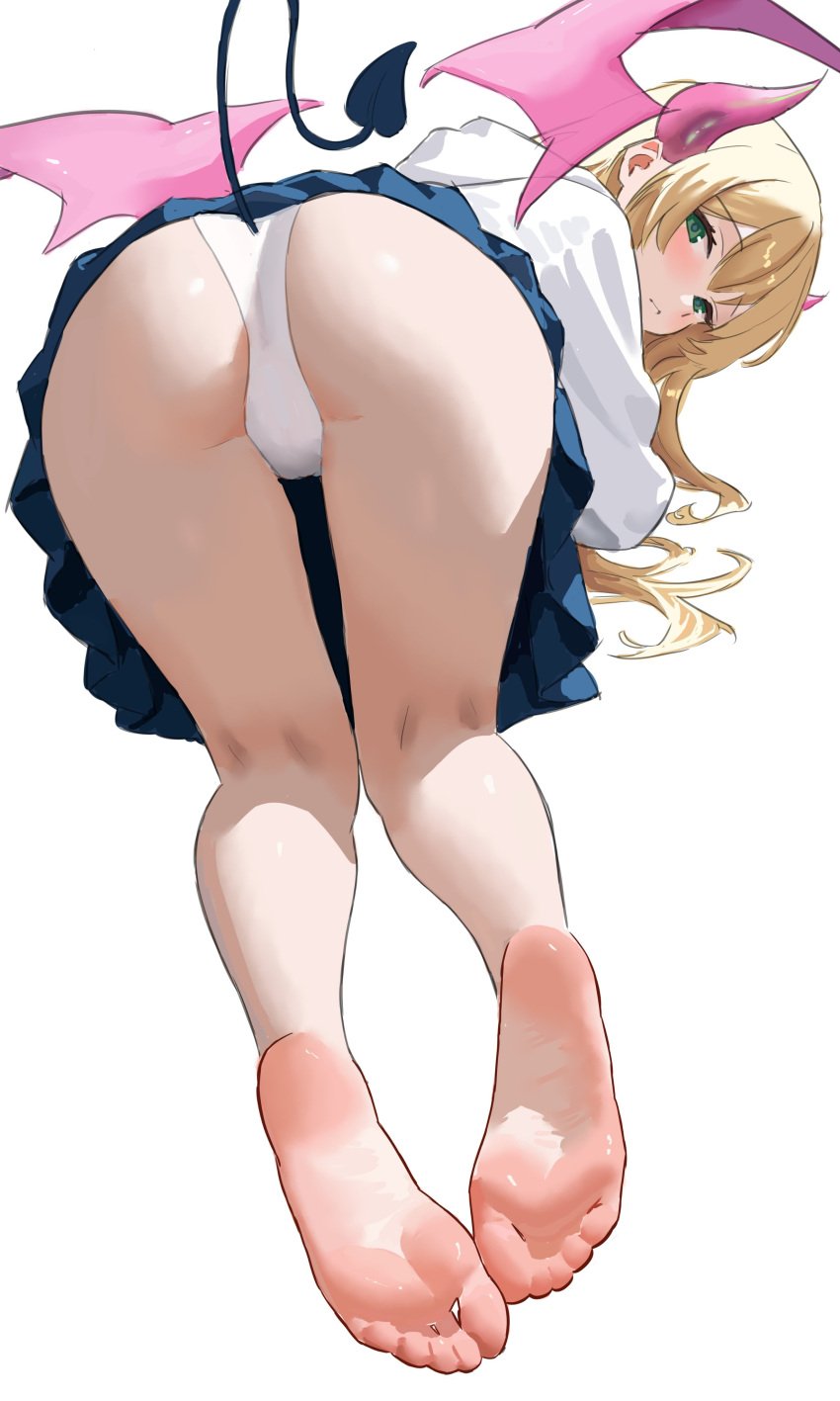 ass ass_focus back_view big_ass big_breasts big_breasts big_butt big_thighs big_titties butt_focus clothing curvaceous curvaceous_female curvaceous_figure curvy curvy_figure curvy_hips demon_girl demon_tail feet feet feet_focus female female_focus female_only foot_fetish long_hair looking_at_viewer original original_character payetvore yellow_hair