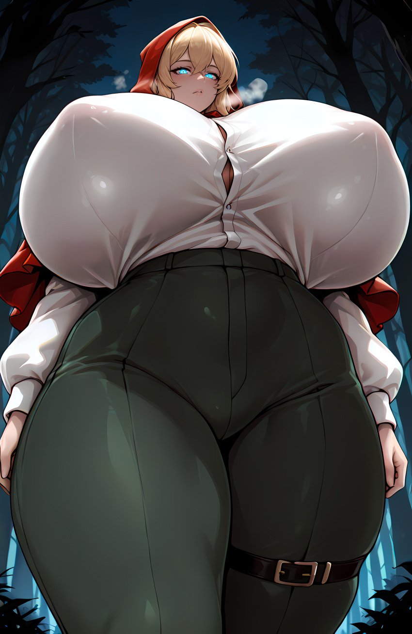 1girls ai_generated big_ass big_breasts big_female blonde_female blonde_hair blonde_hair blonde_hair_female blue_eyes breasts breasts_bigger_than_head clothing curvaceous curvy curvy_female curvy_figure female female female_focus female_only forest from_below gigantic_breasts grimm_(red_hood) heavy_breathing huge_ass huge_breasts large_breasts large_thighs lips long_hair mommy narrow_waist night nipple_bulge nunai outdoors parted_lips red_hood solo solo_female solo_focus steam steamy_breath tall_female tall_woman the_hunters_guild:_red_hood thick_thighs thighs thunder_thighs voluptuous voluptuous_female
