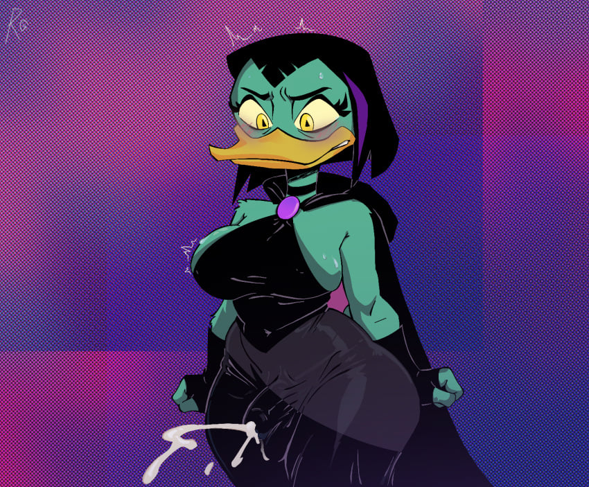 cum_through_clothes dress duck ducktales ducktales_(2017) futanari green_ green_body hands-free handsfree_ejaculation magica_de_spell rg