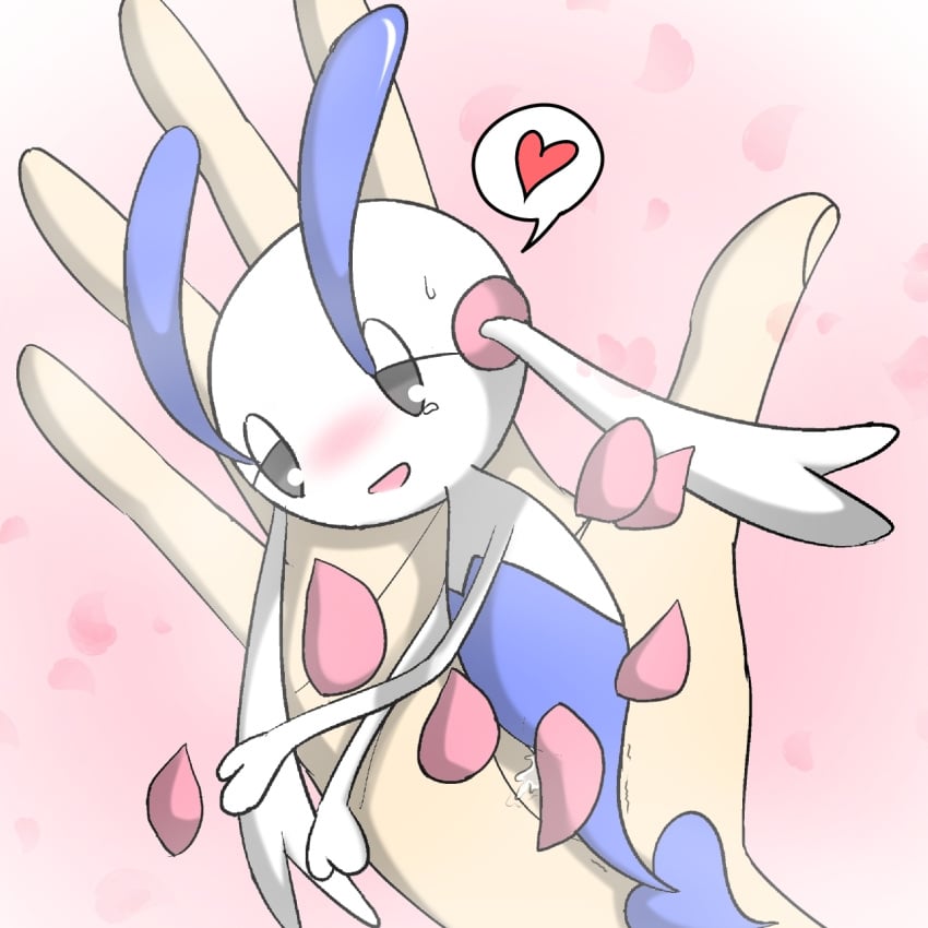 24651 after_sex blush eternal_flower_floette female floette furry hand heart human nintendo petals pokemon pokephilia pussy_juice size_difference tears video_games