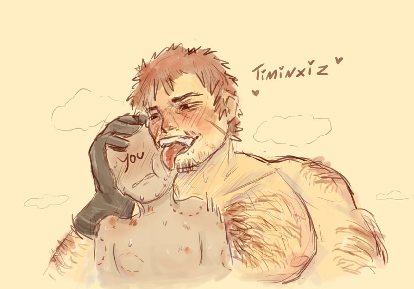 bara bear beard_stubble big_boy body_hair buff bulge butcher cannibal dominant_male evil_grin evil_smile flexing_bicep gay_male gloves hairy_armpits hairy_chest licking licking_cheek looking_at_viewer male male_only mark(timinxiz_) mark_the_butcher markus(timinxiz_) markus_the_butch muscular muscular_male musk_clouds musky nervous original_character pansexual_male scars selfship size_difference size_fetish size_kink size_play switch teasing timinxiz_ tongue_out villain y/n