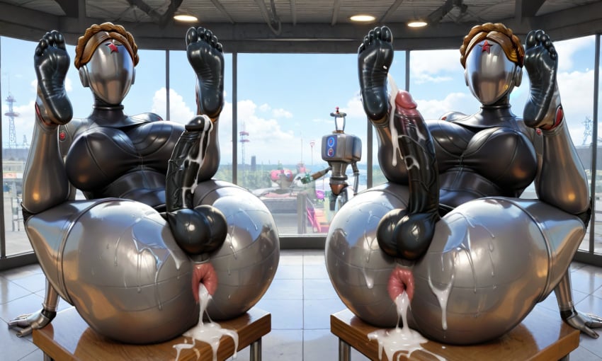 ai_generated atomic_heart cum feet futanari the_twins_(atomic_heart)