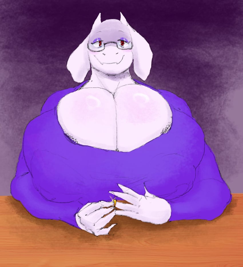 anthro anthro_only big_breasts boob_window cheating cheating_female cheating_whore cheating_wife cleavage cleavage_cutout color colored furry furry_female glasses horny horny_female huge_breasts hyper hyper_breasts imminent_sex infidelity marriage_ring netorare ntr olozva toriel undertale undertale_(series) visible_areolae visible_nipples