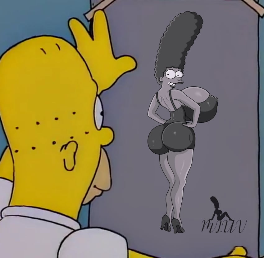 homer_simpson huge_breasts marge_simpson milf mluv pin_up the_simpsons