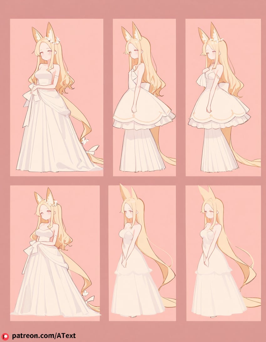 ai_generated animal_ears blonde_hair blue_archive large_breasts seia_(blue_archive) wedding_dress white_dress