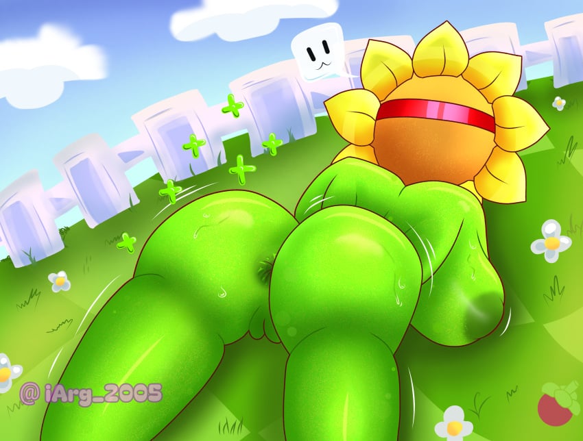 ass_focus ass_up female goggles healing huge_ass large_breasts laying_on_stomach plant plant_girl plantie plants_vs_zombies pussy pvz pvz_heroes shaking_butt solar_flare_(pvz) sunflower sunflower_(pvz)