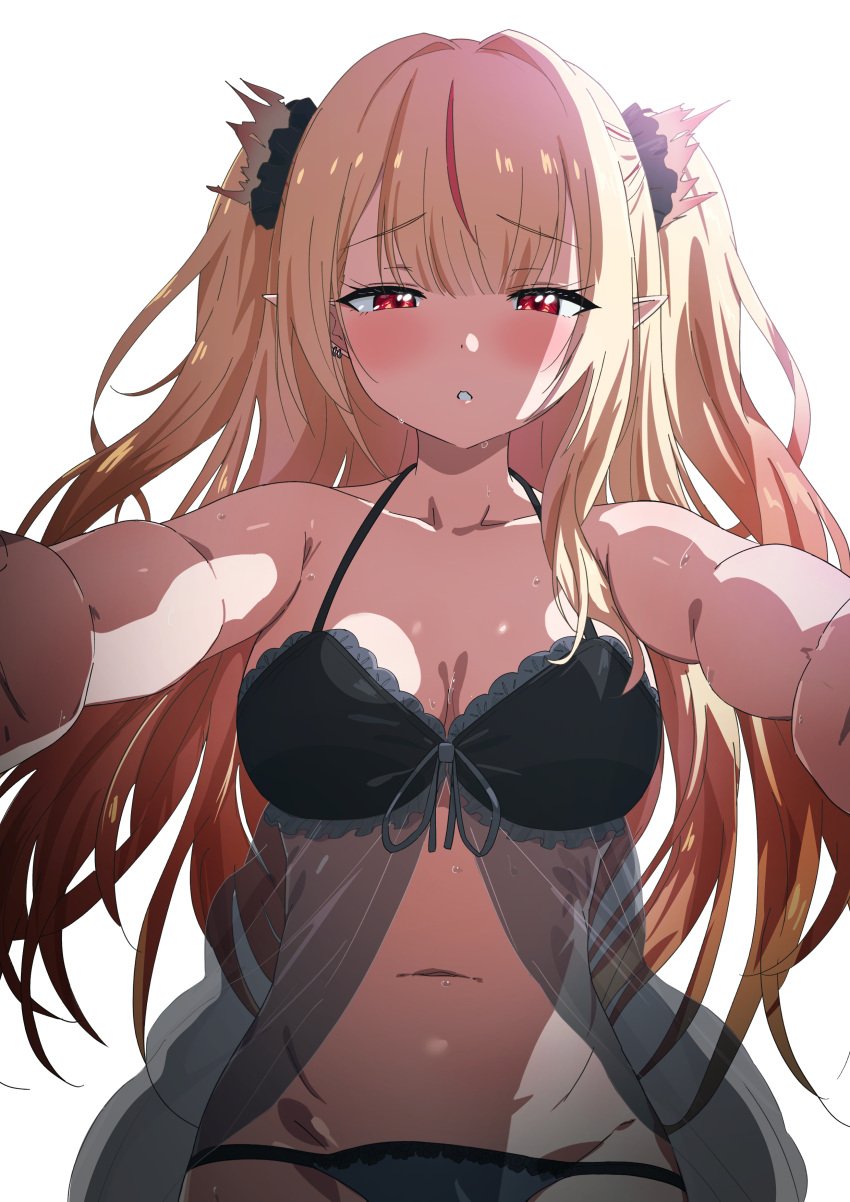 babydoll black_babydoll blonde_hair chroma_shift elf_ears elf_female elf_girl female female_focus female_only front_view hag light_skinlight_skinned_female long_hair misaki_nonaka necromancer pointy_ears red_eyes red_hair ruby_runeheart small_breasts solo solo_focus two_tone_hairchromashift vtuber vtuber_fanart1girls witch youngelf