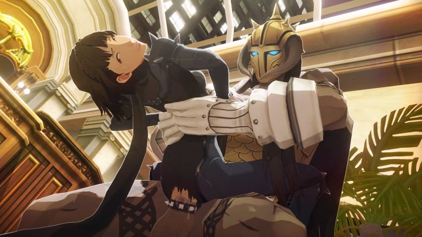 1boy 1girls 3d atlus bodysuit brown_hair clothed_sex clothing dark-skinned_male dark_skin defeated defeated_heroine female female_focus forced gritted_teeth human larger_male light-skinned_female light_skin makoto_niijima male male/female persona persona_5 persona_5_royal phantom_thief_suit rape red_eyes sex shadow_(persona) short_hair smaller_female struggling thor_(megami_tensei) torn_bodysuit torn_clothes uriziel38 vaginal_penetration vaginal_sex