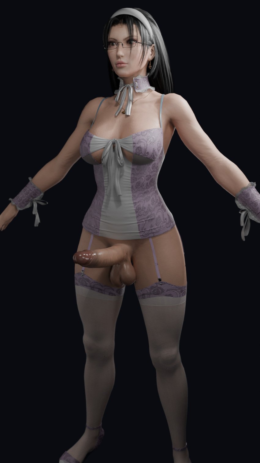 1futa 3d erection femdomgamer futa_only futanari kazama_jun milf model penis solo solo_focus solo_futa t-pose tekken tekken_8