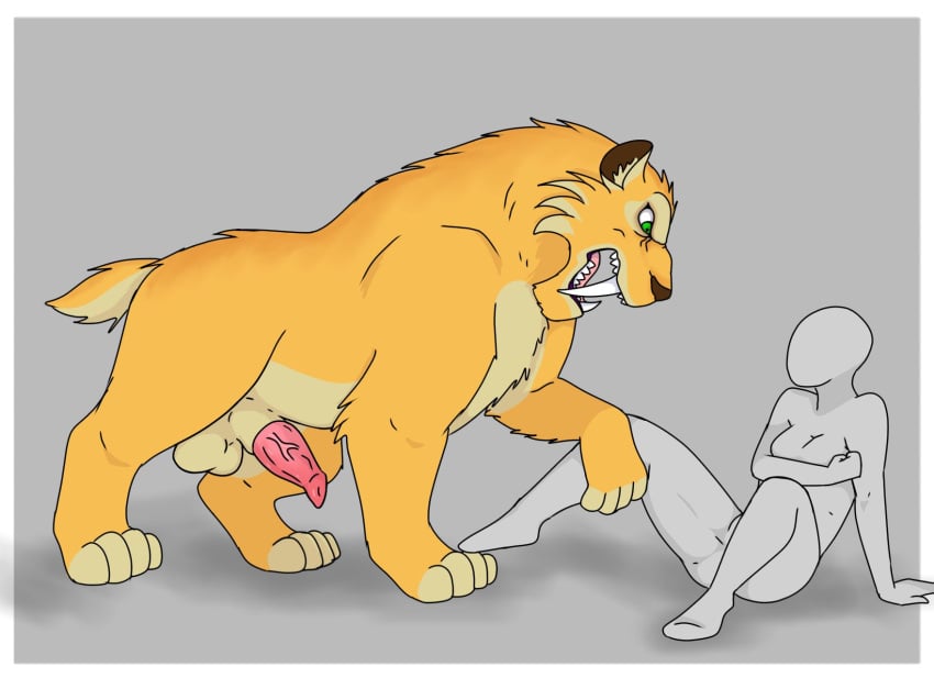 anon anonymous_female cunnilingus dick diego_(ice_age) feral feral_on_female feral_on_human furry furry_male furry_on_human ice_age_(series) male_focus monster monster_on_female monster_on_human saber-toothed_tiger