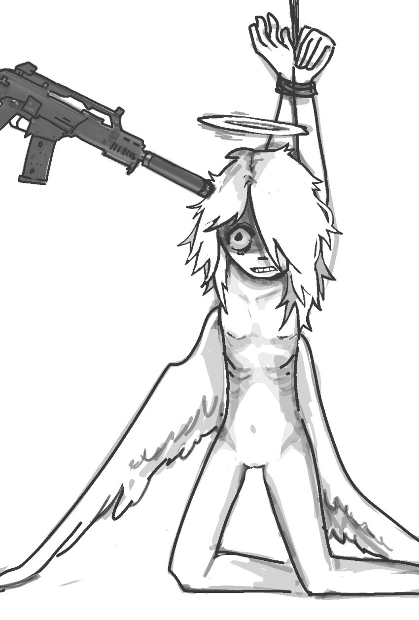 angel angel_wings blood gun scary_face skinny white_skin woman